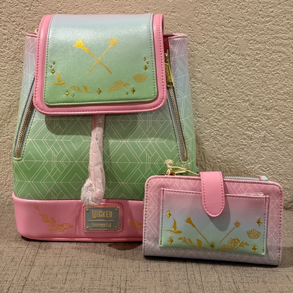 Loungefly Handbags - Loungefly Wicked Iridescent Ombré Mini Backpack and Wallet NWT